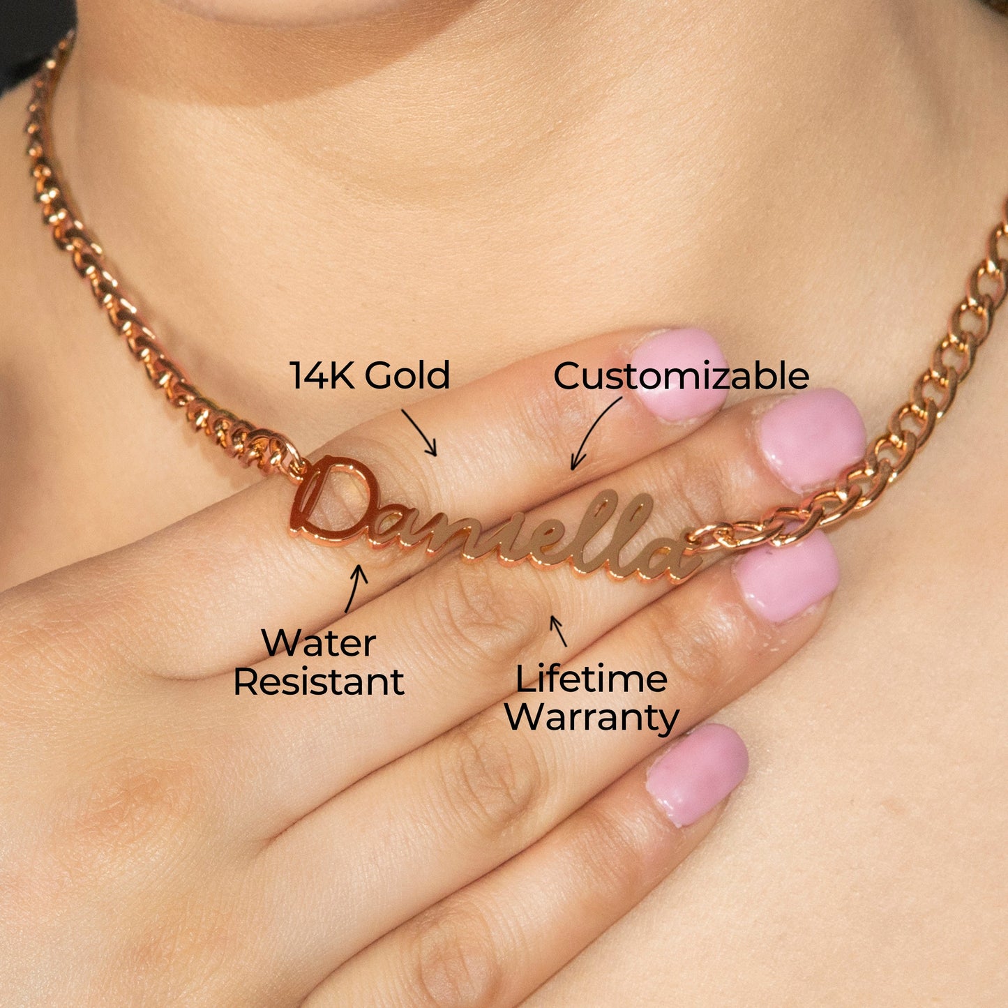 Women Jewelry - Rose Gold Name Necklace | Style # N17