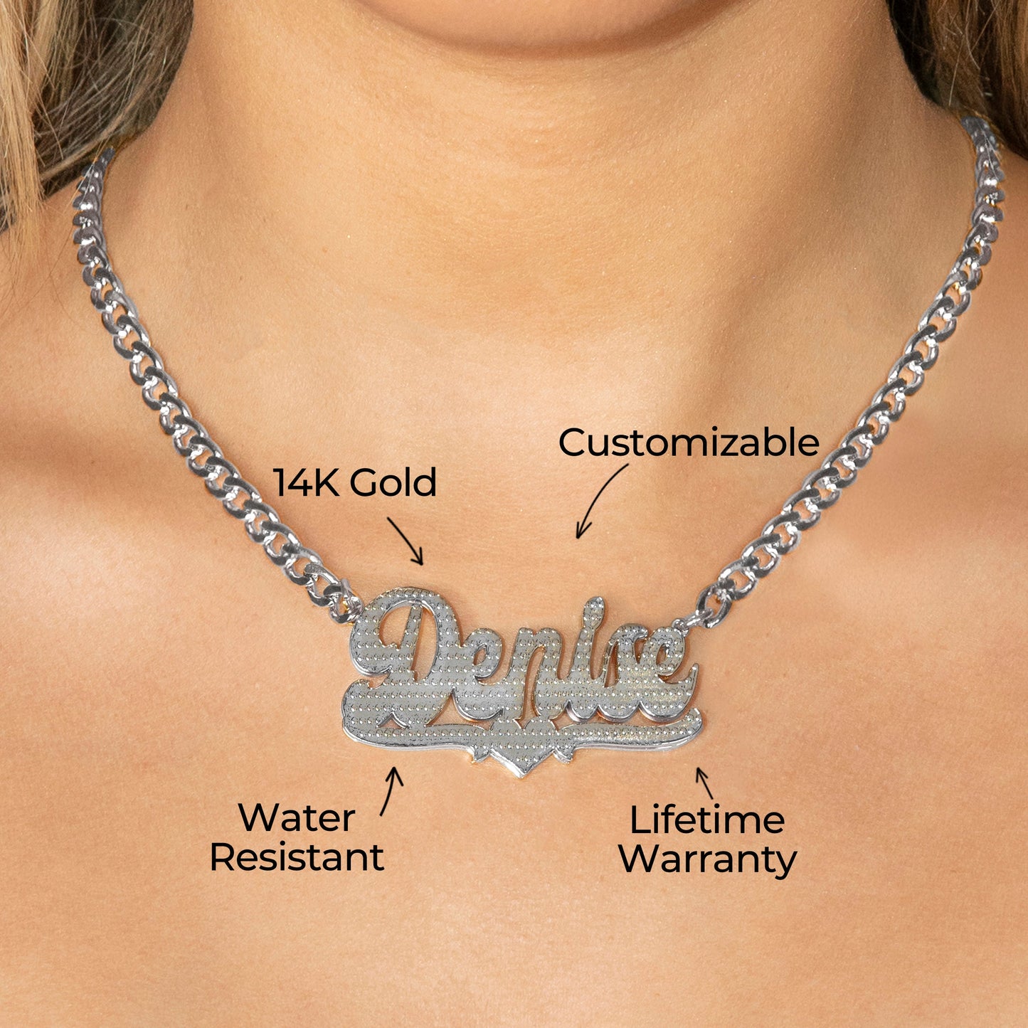 Women Jewelry - White Gold Name Necklace | Style # N16