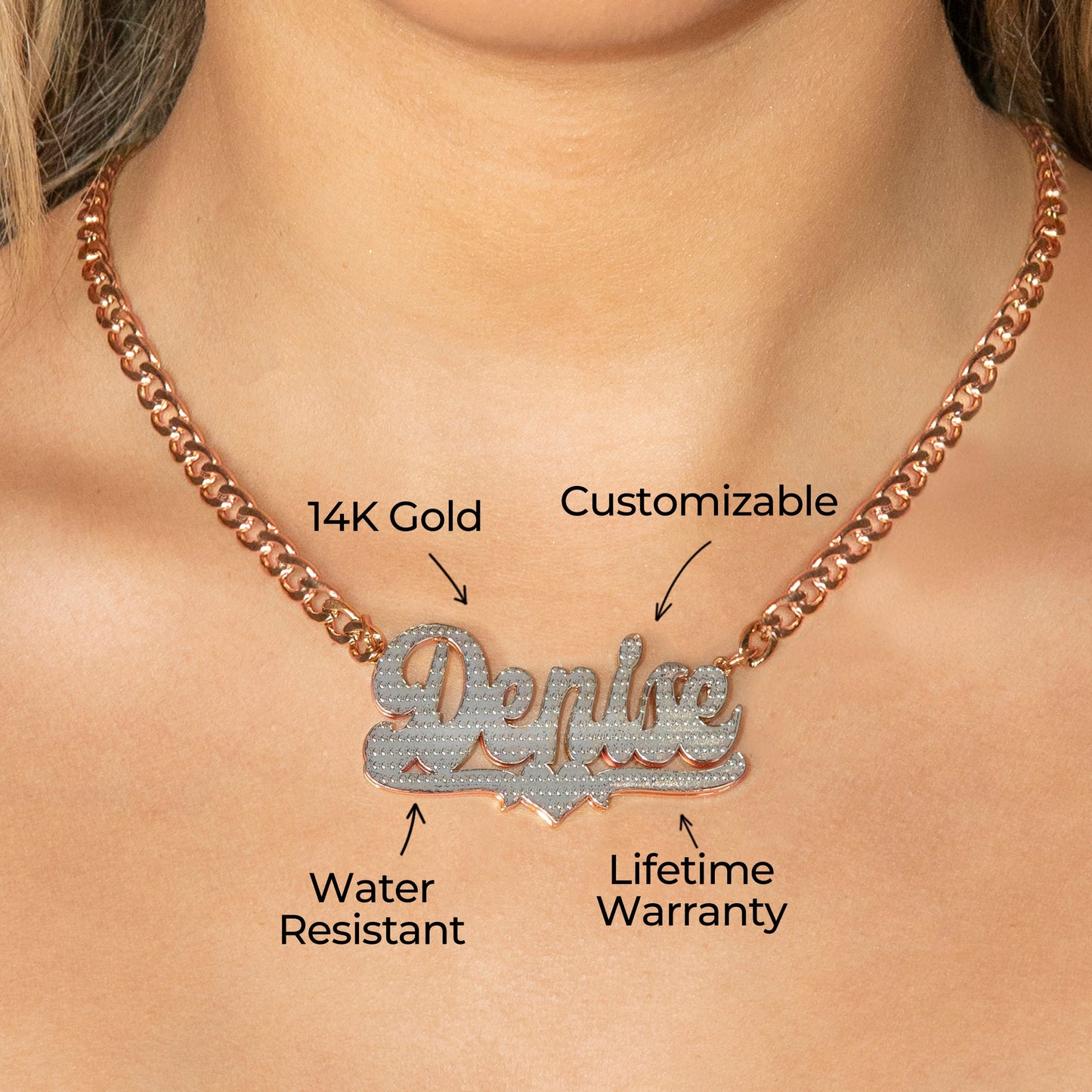 Women Jewelry - Rose Gold Name Necklace | Style # N16