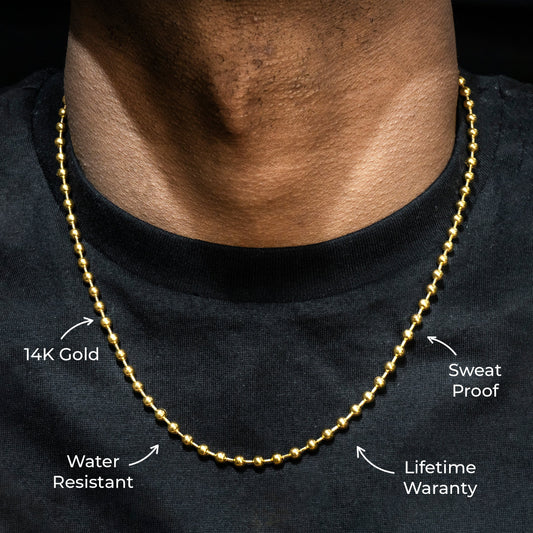 Gold Jewelry -  Mens 14K Gold Chain Dog Tag