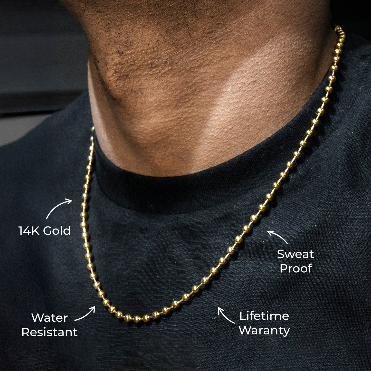Gold Jewelry -  Mens 14K Gold Chain Dog Tag