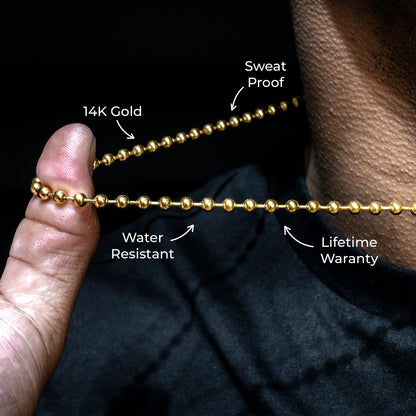 Gold Jewelry -  Mens 14K Gold Chain Dog Tag