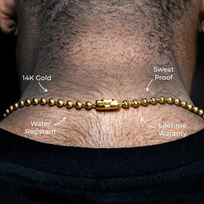 Gold Jewelry -  Mens 14K Gold Chain Dog Tag