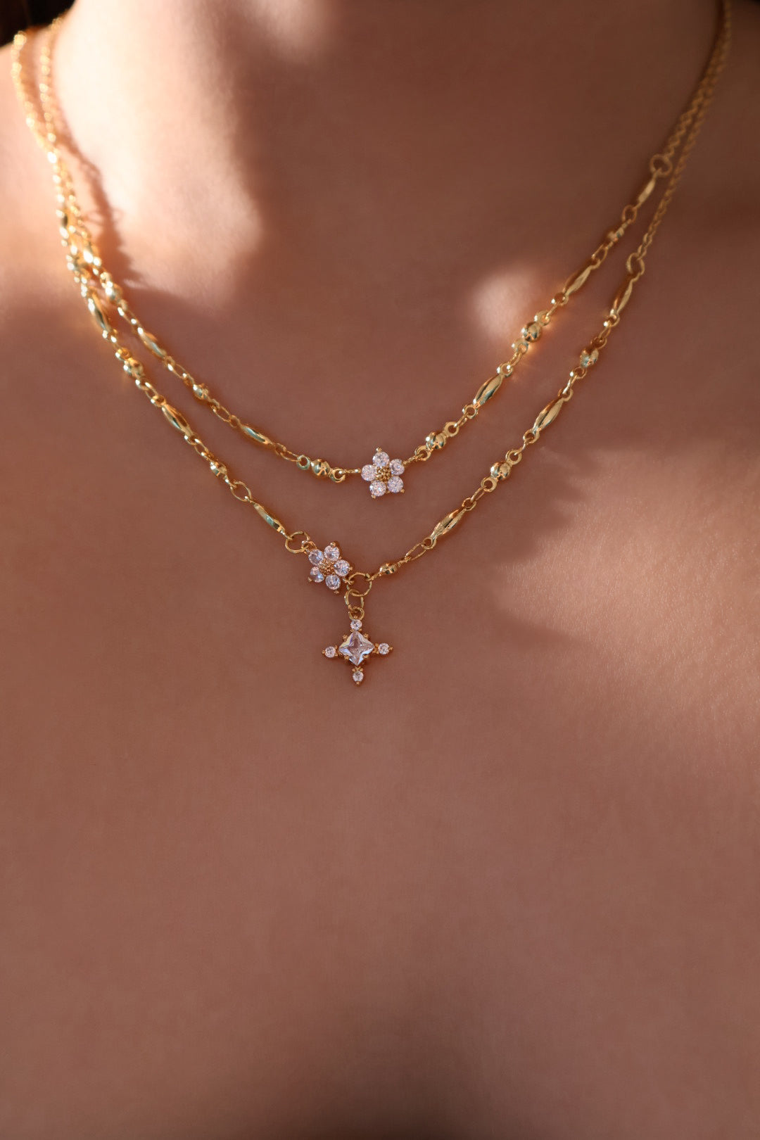 18K Real Gold Plated Diamond Starlight Cross Necklace
