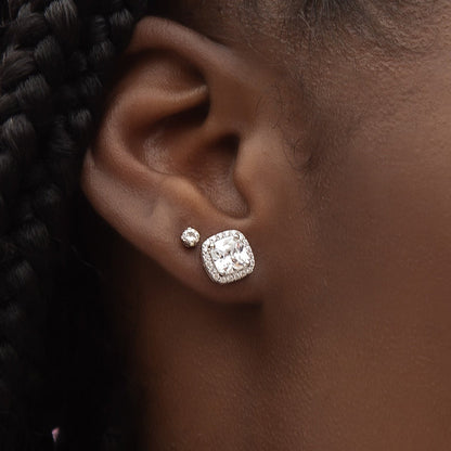 Cushion Cut Earrings in White Gold