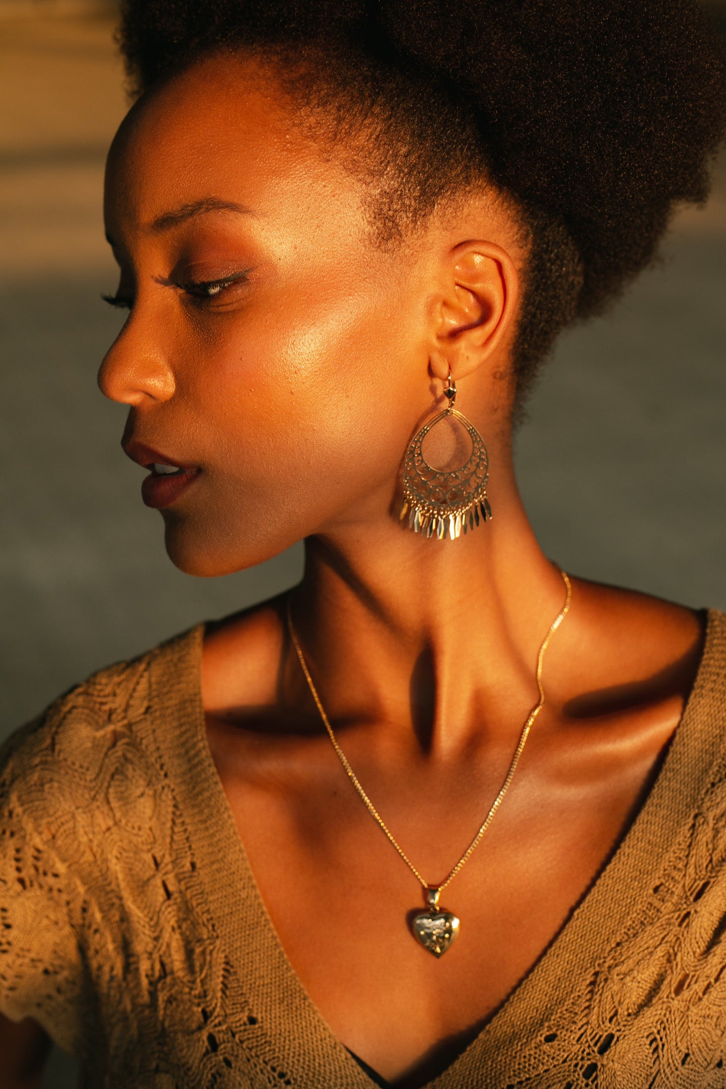 18K Gold Plated Filigree Dangling Earrings