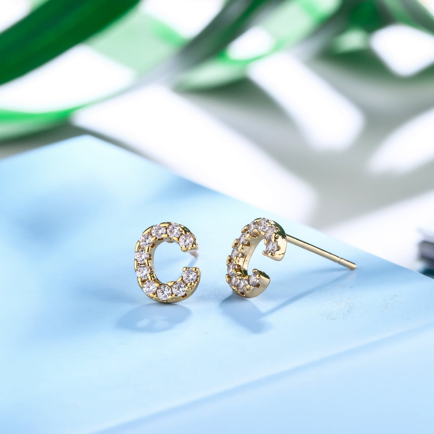 18K Gold Plated Monogram Stud Earrings