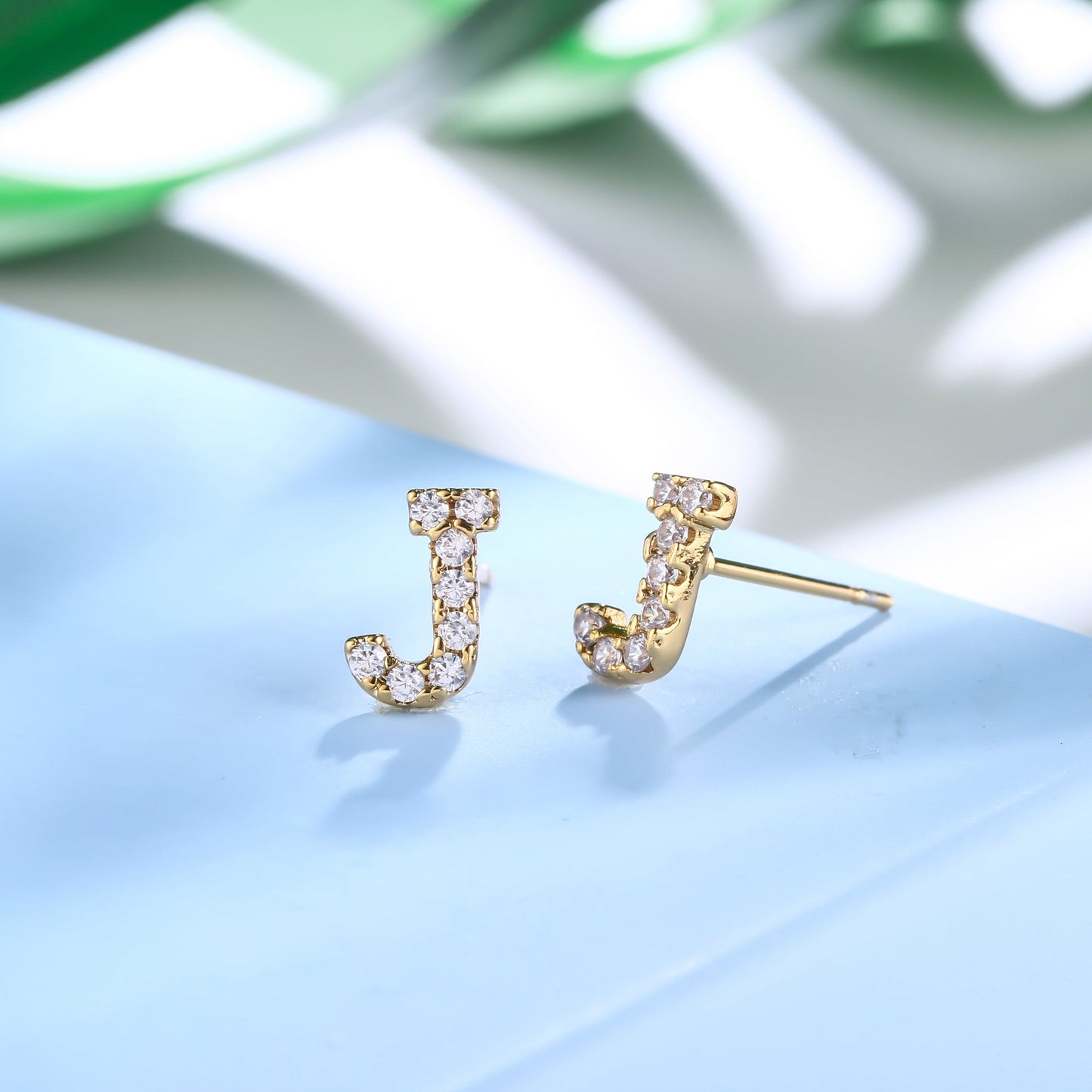 18K Gold Plated Monogram Stud Earrings