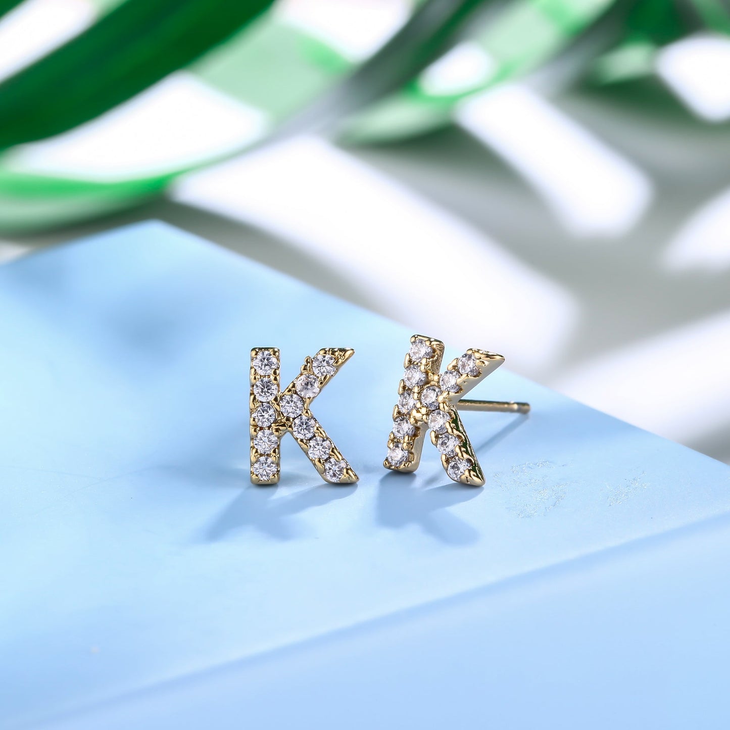 18K Gold Plated Monogram Stud Earrings