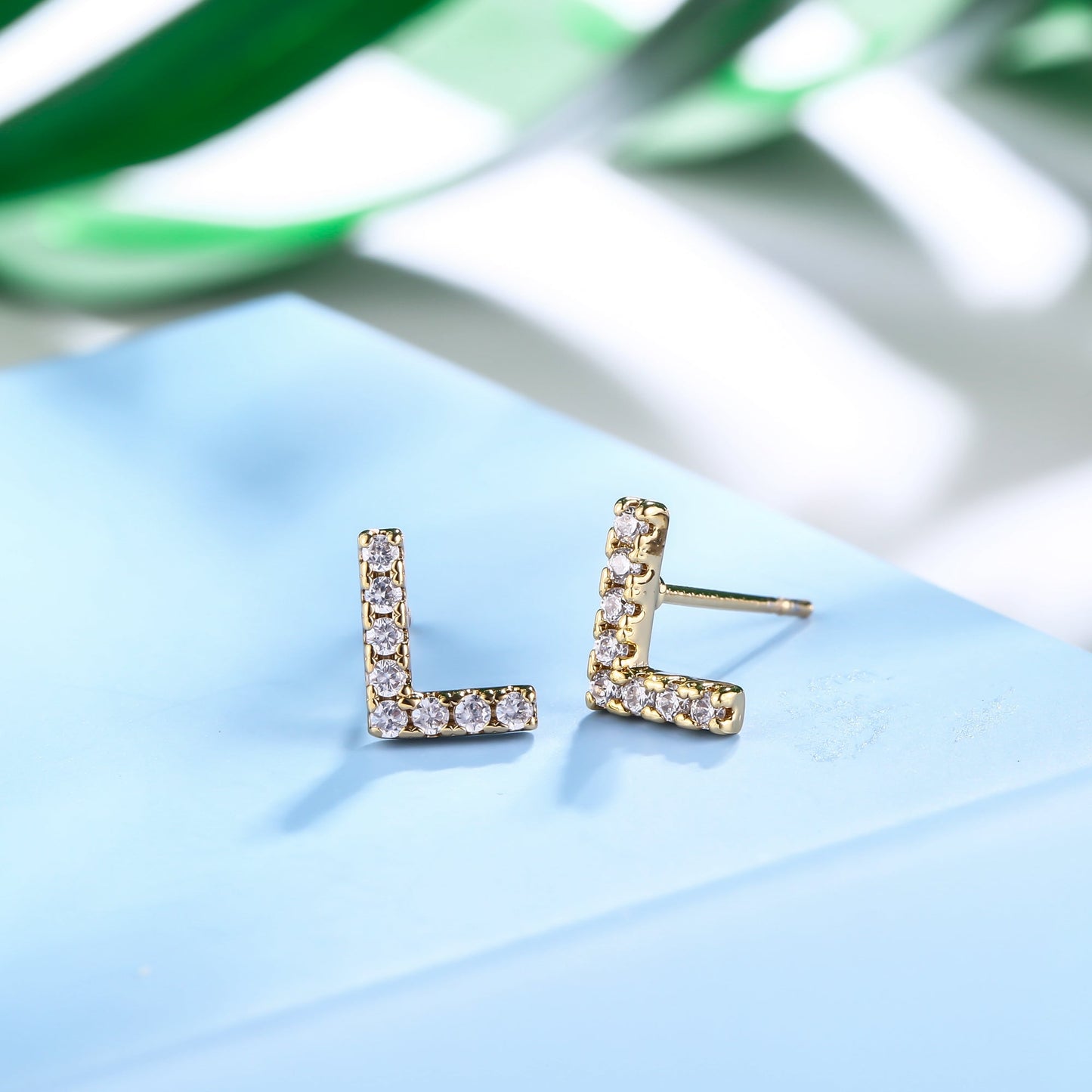 18K Gold Plated Monogram Stud Earrings