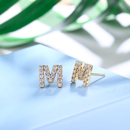 18K Gold Plated Monogram Stud Earrings
