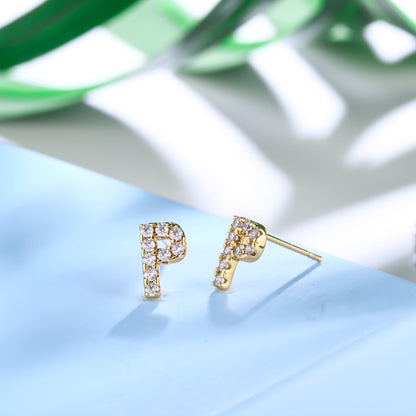 18K Gold Plated Monogram Stud Earrings