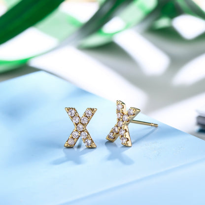 18K Gold Plated Monogram Stud Earrings