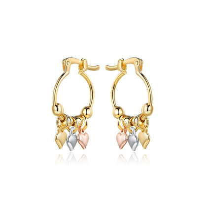 18K Gold Plated Heart Charm Hoop Earrings