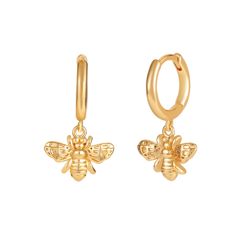 18K Gold Plated Bee Huggie Earrings