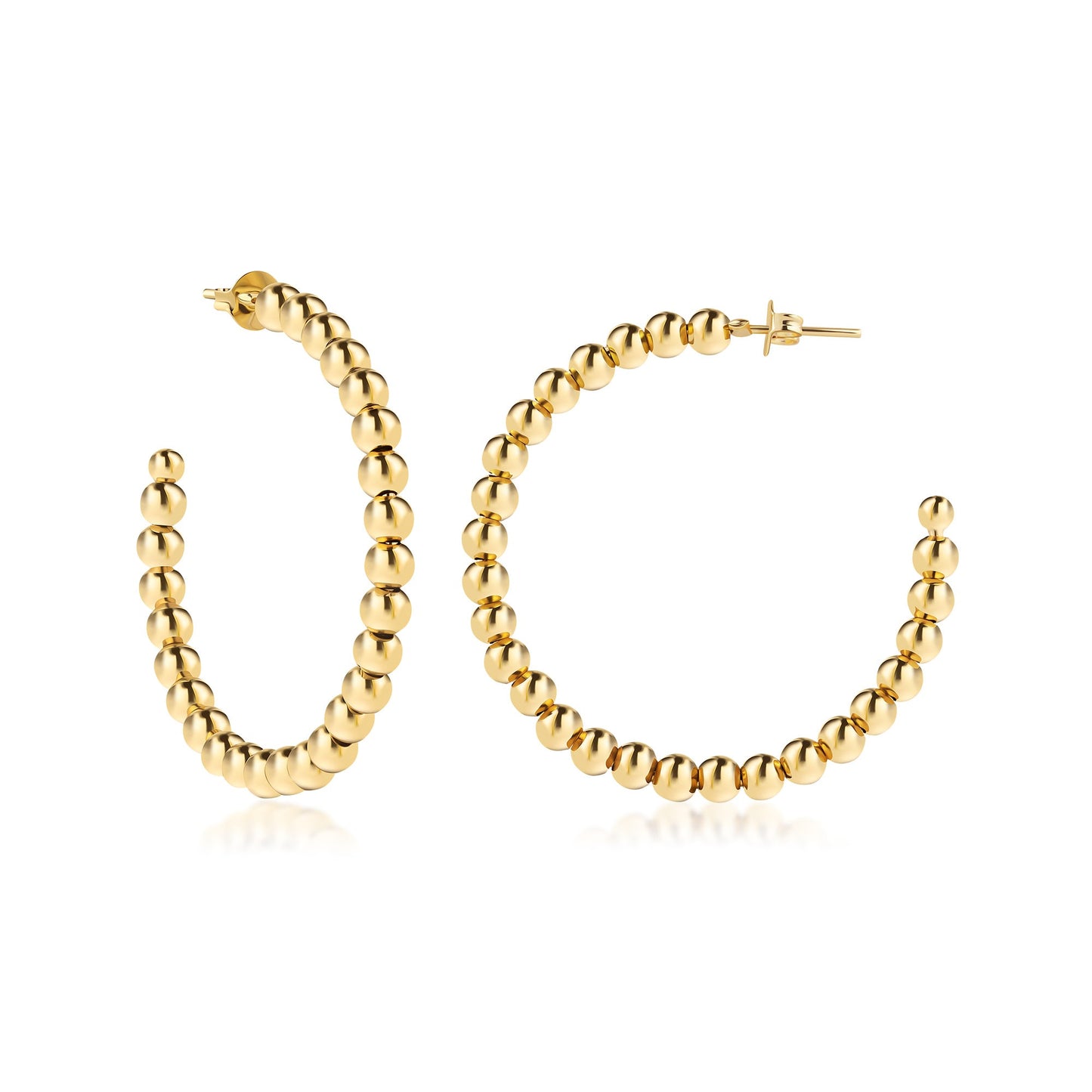 18K Gold Plated Bead Hoop Earrings