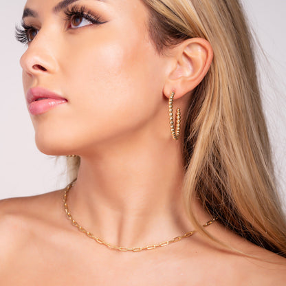 18K Gold Plated Bead Hoop Earrings