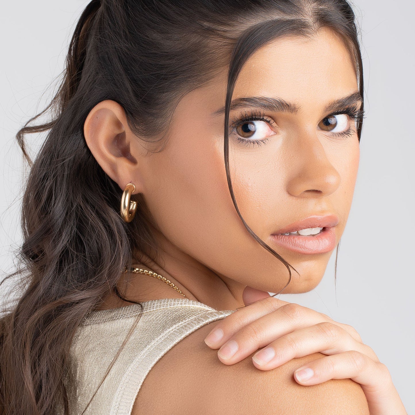 18K Gold Plated Chunky Open Hoop Earrings