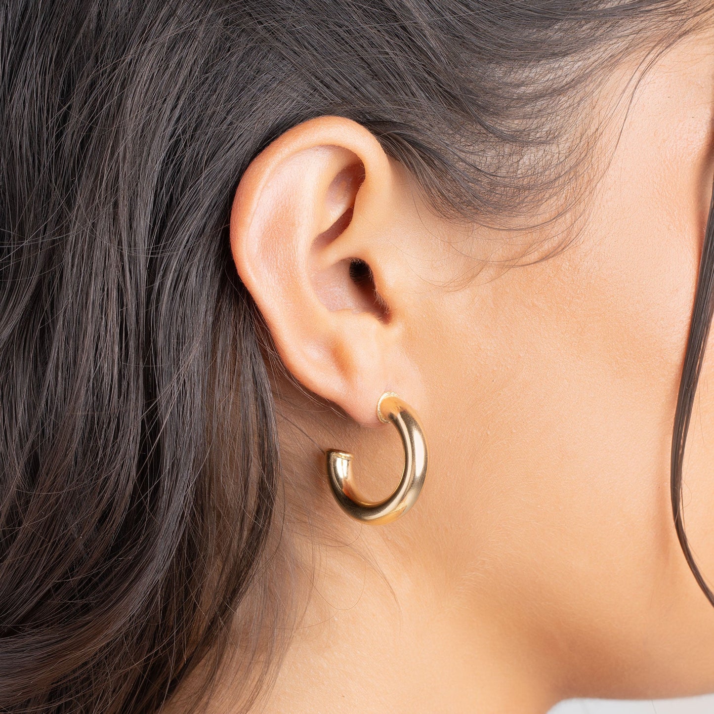 18K Gold Plated Chunky Open Hoop Earrings