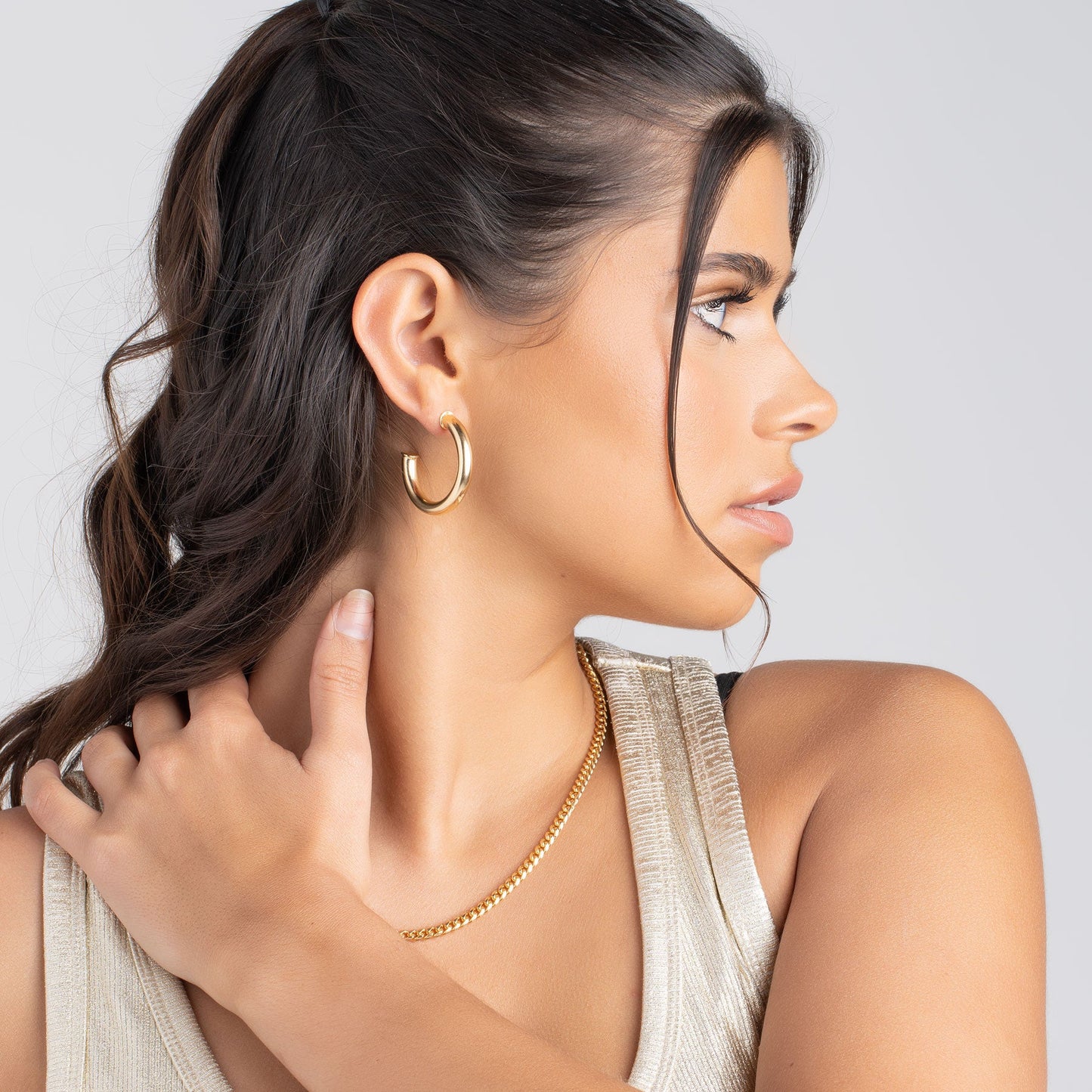 18K Gold Plated Chunky Open Hoop Earrings