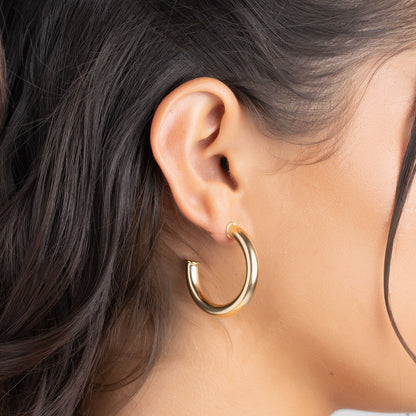 18K Gold Plated Chunky Open Hoop Earrings
