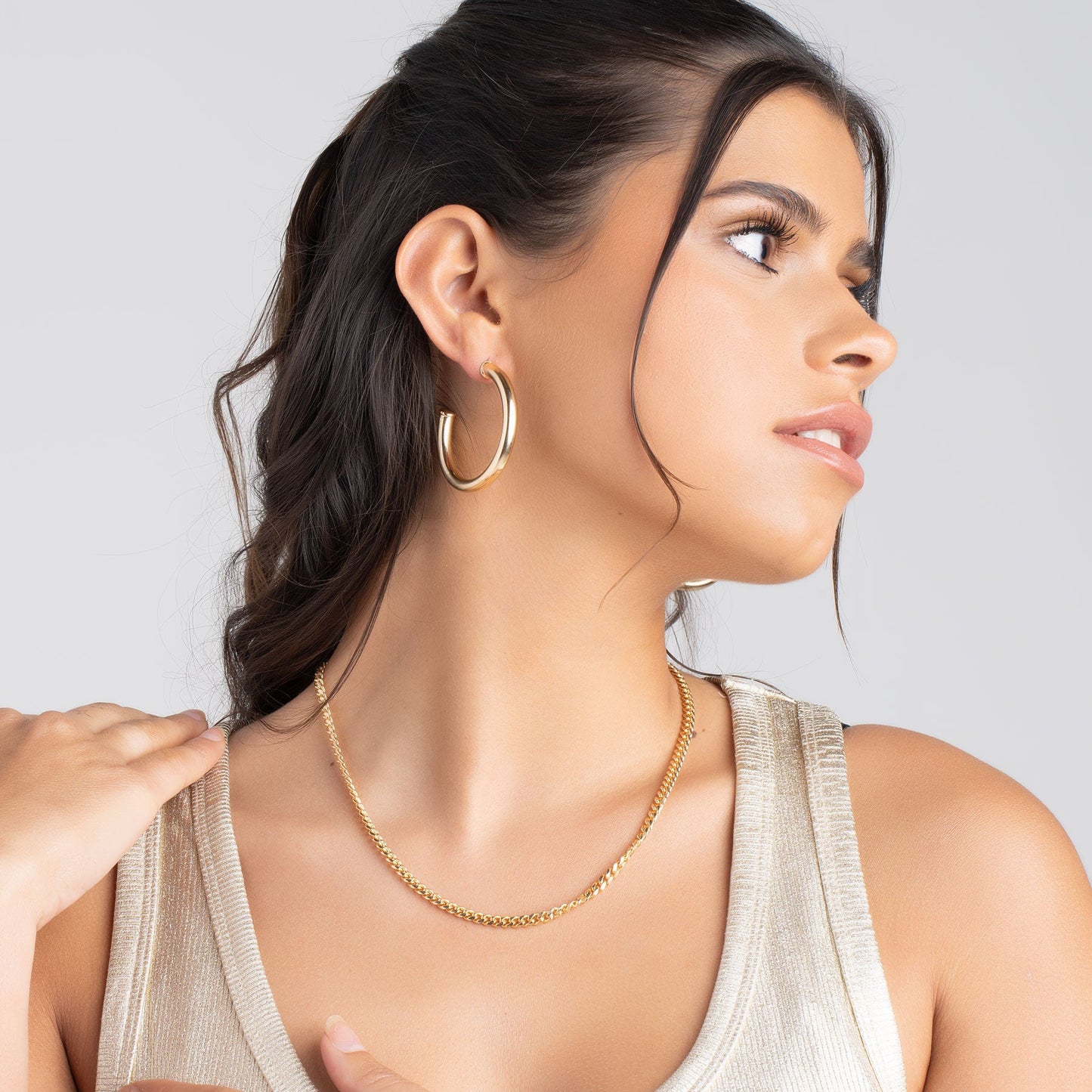 18K Gold Plated Chunky Open Hoop Earrings