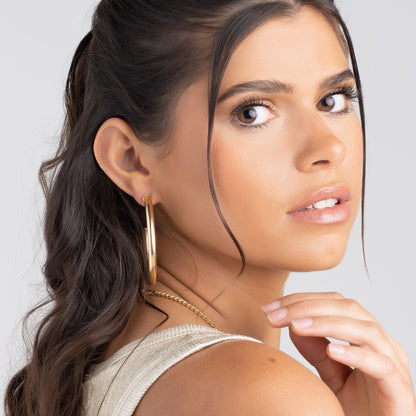 18K Gold Plated Chunky Open Hoop Earrings