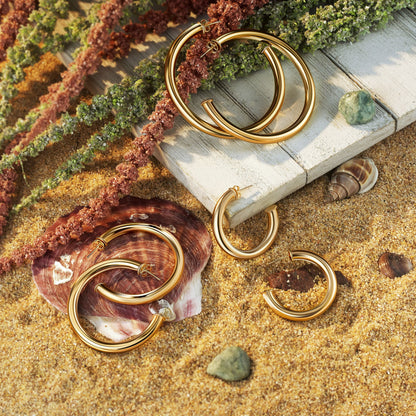 18K Gold Plated Chunky Open Hoop Earrings