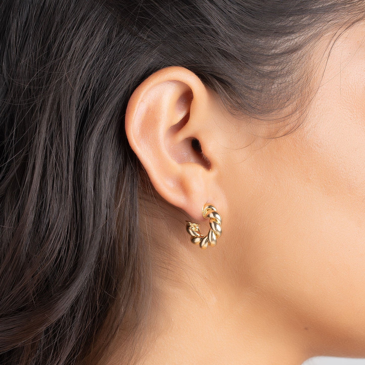 18k Gold Plated Chunky Twisted Hoop Earrings