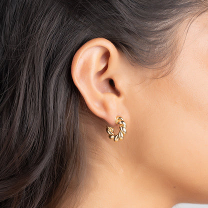18k Gold Plated Chunky Twisted Hoop Earrings