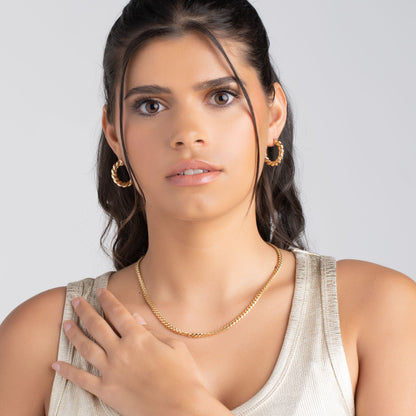 18k Gold Plated Chunky Twisted Hoop Earrings