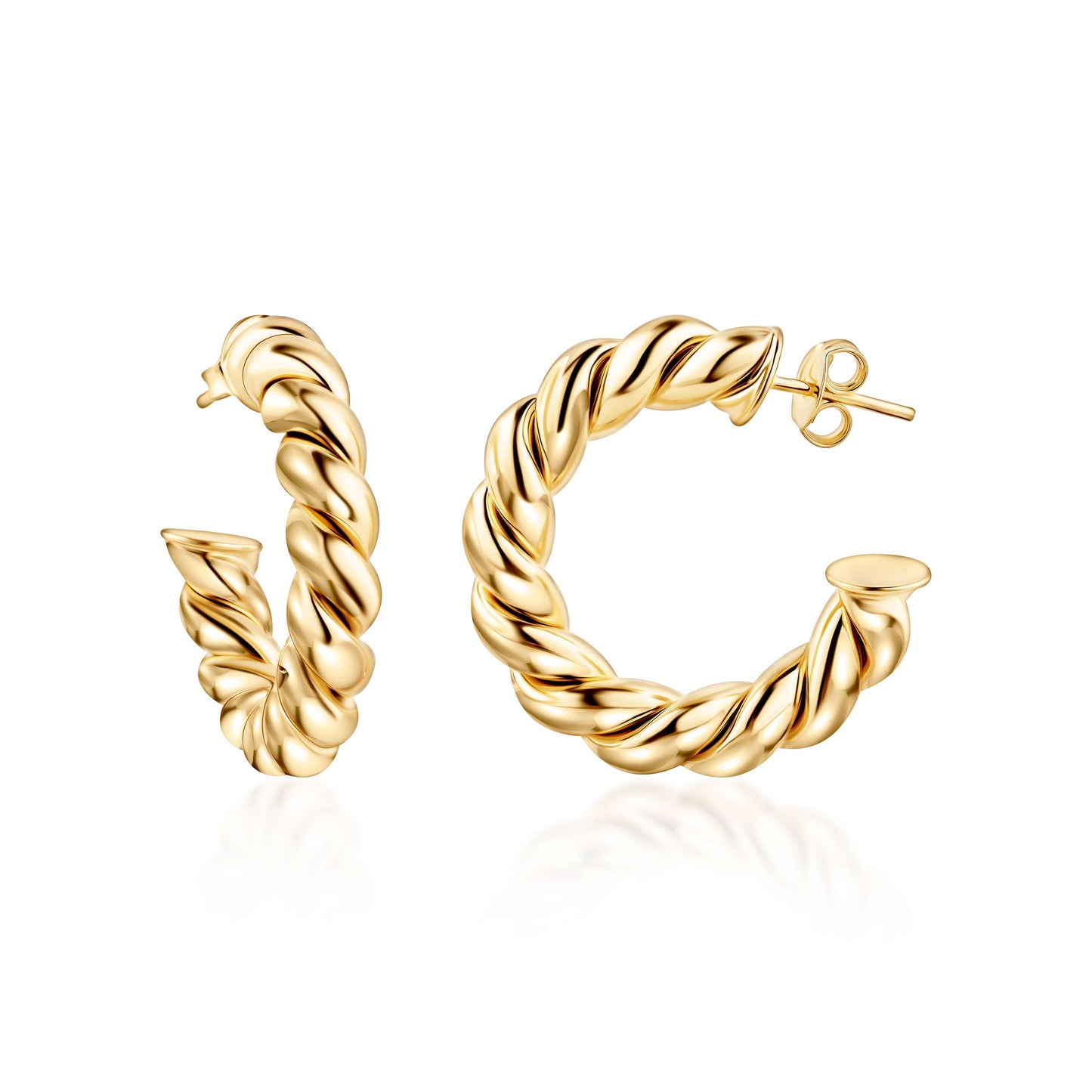 18k Gold Plated Chunky Twisted Hoop Earrings