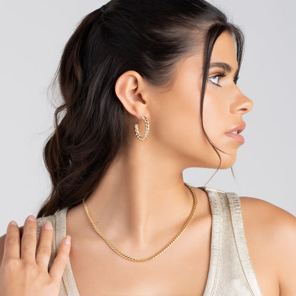 18k Gold Plated Chunky Twisted Hoop Earrings