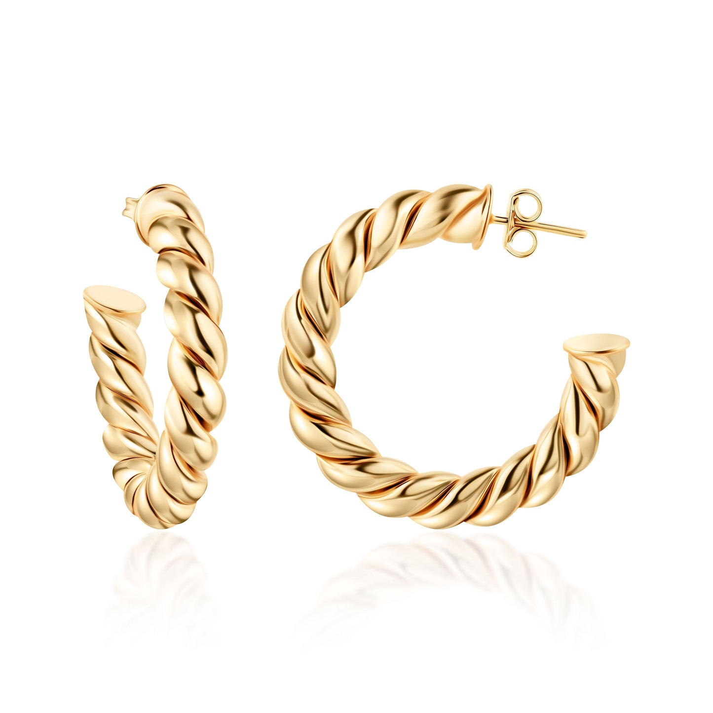 18k Gold Plated Chunky Twisted Hoop Earrings