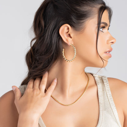 18k Gold Plated Chunky Twisted Hoop Earrings