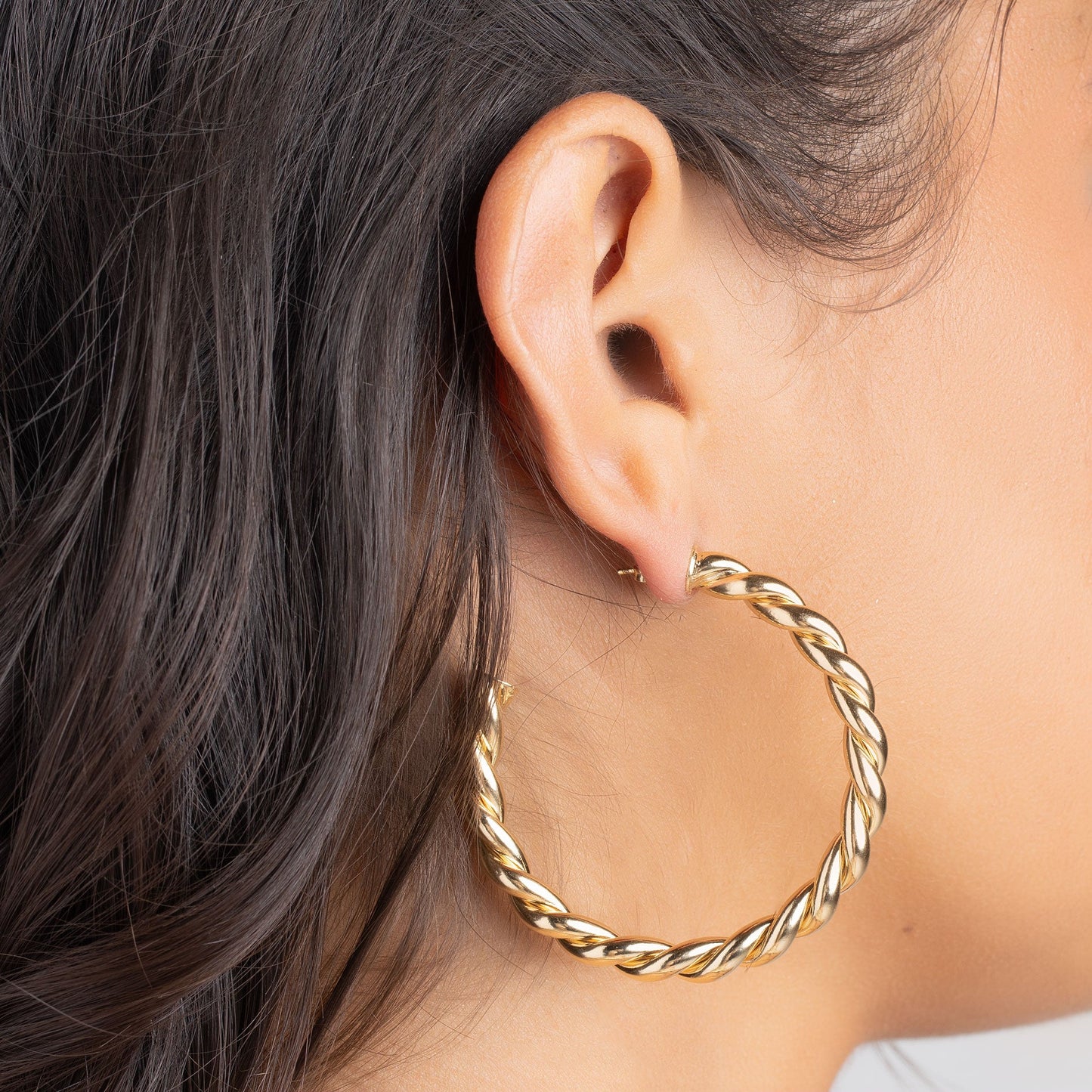 18k Gold Plated Chunky Twisted Hoop Earrings