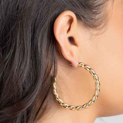 18k Gold Plated Chunky Twisted Hoop Earrings