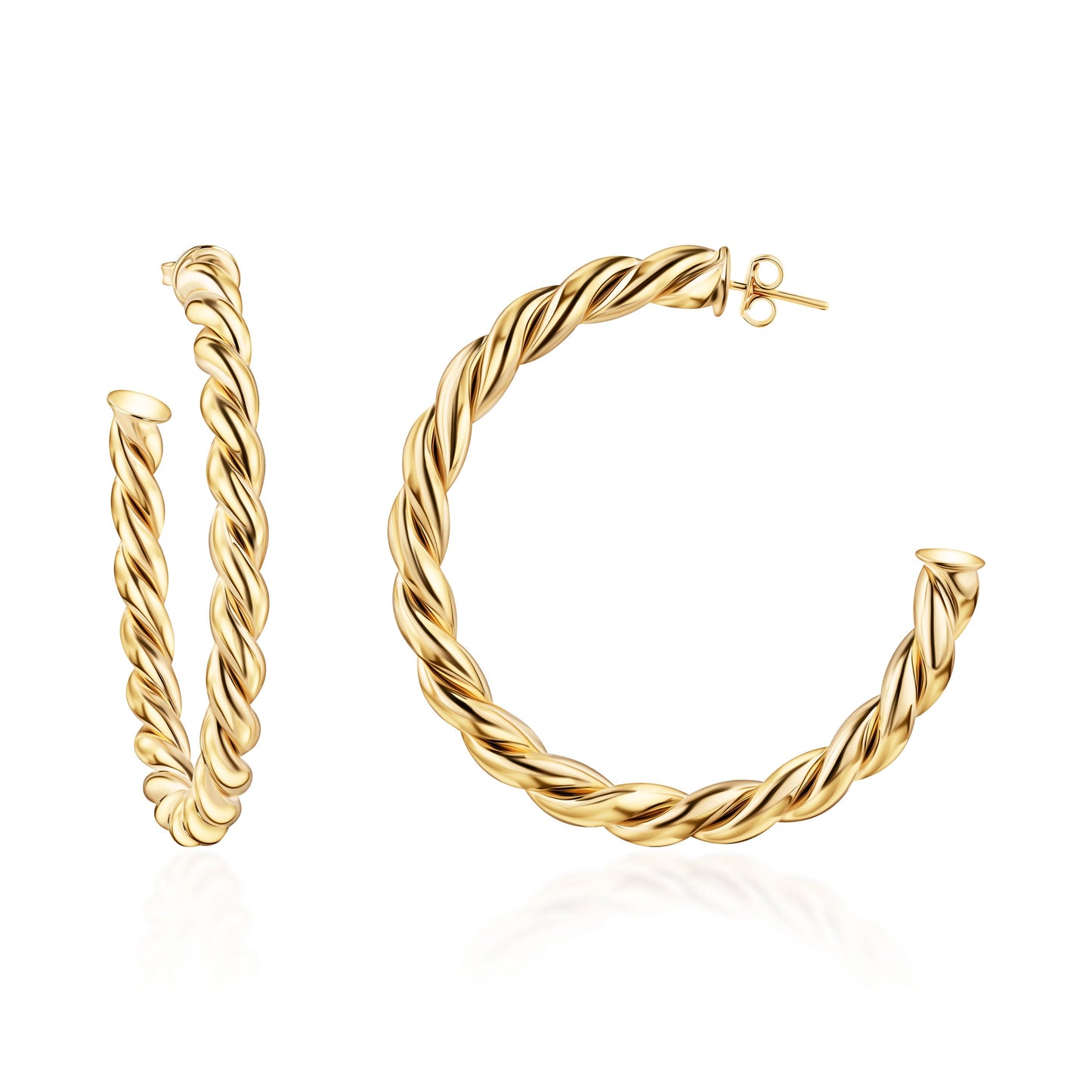 18k Gold Plated Chunky Twisted Hoop Earrings