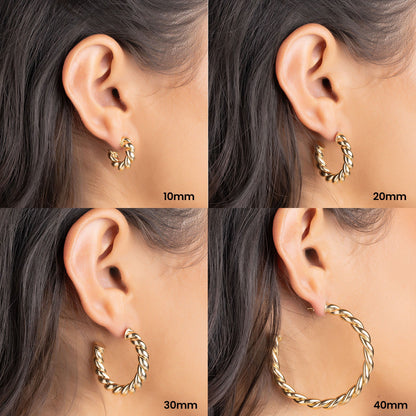 18k Gold Plated Chunky Twisted Hoop Earrings