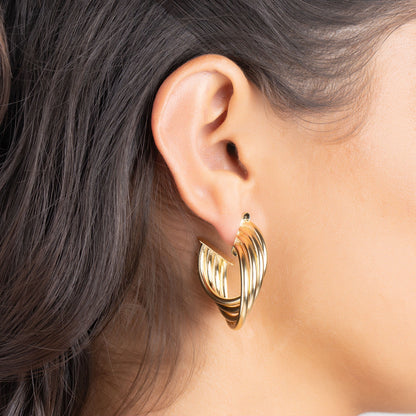 18K Gold Plated 4 Layer Half Hoop Earrings