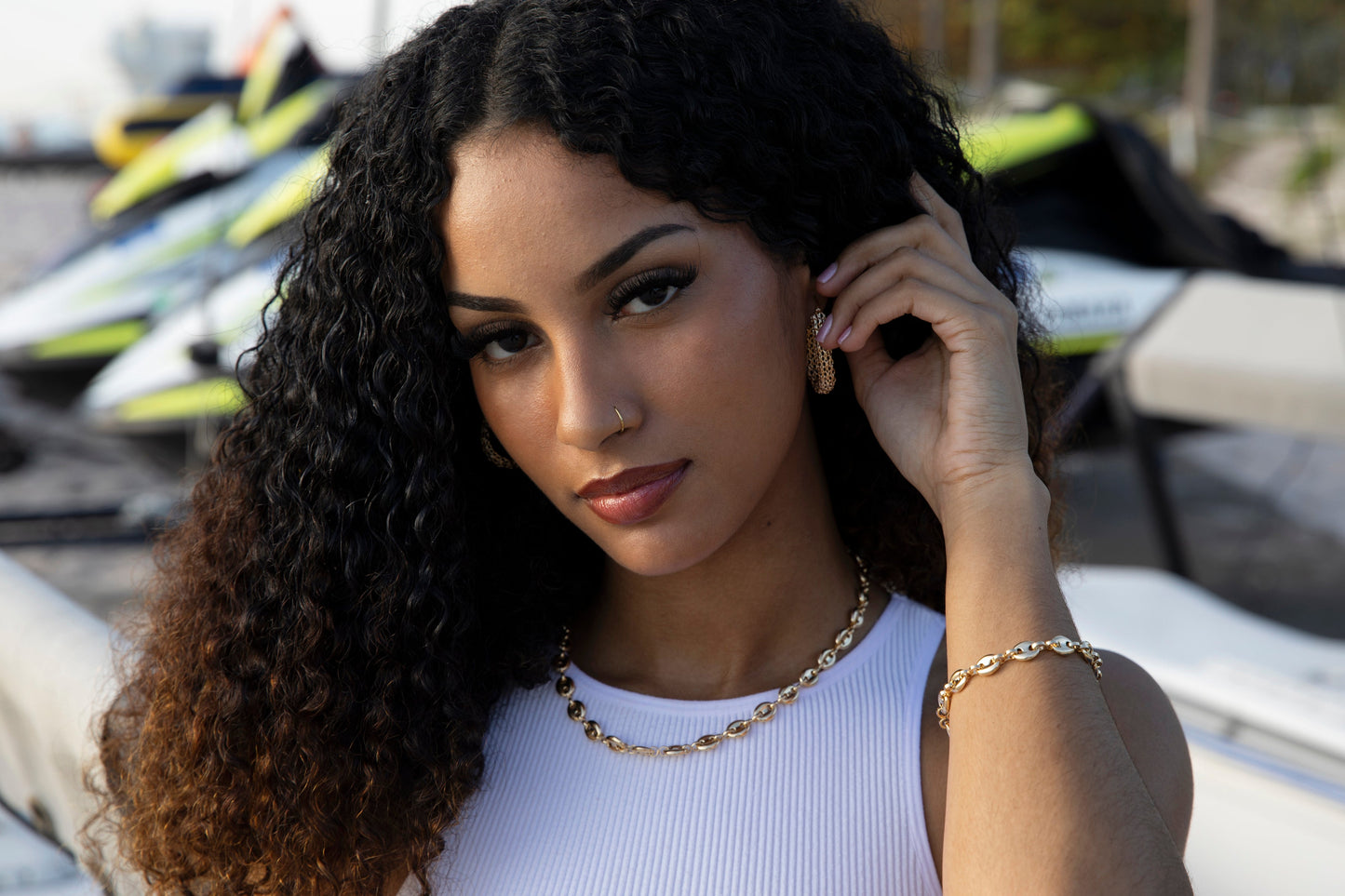 18K Gold Plated Cable Link Hoop Earrings