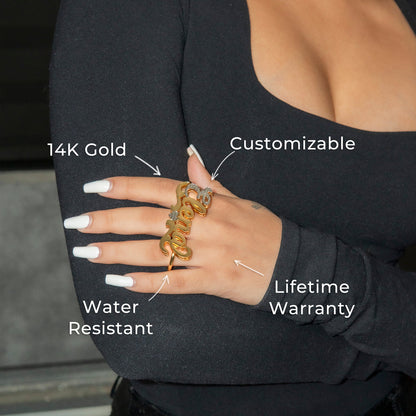 Women Jewelry - Gold Name Ring | Style # R11