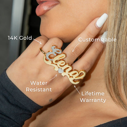 Women Jewelry - Gold Name Ring | Style # R11