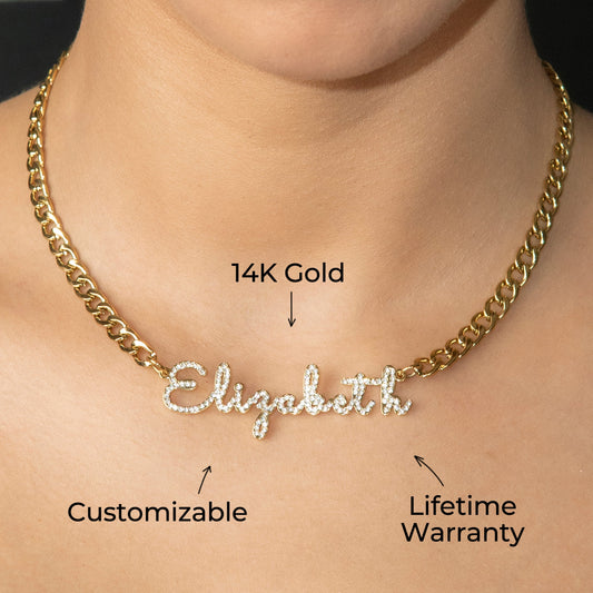 Women Jewelry - Iced Out VVS Name Necklace | Style # N18