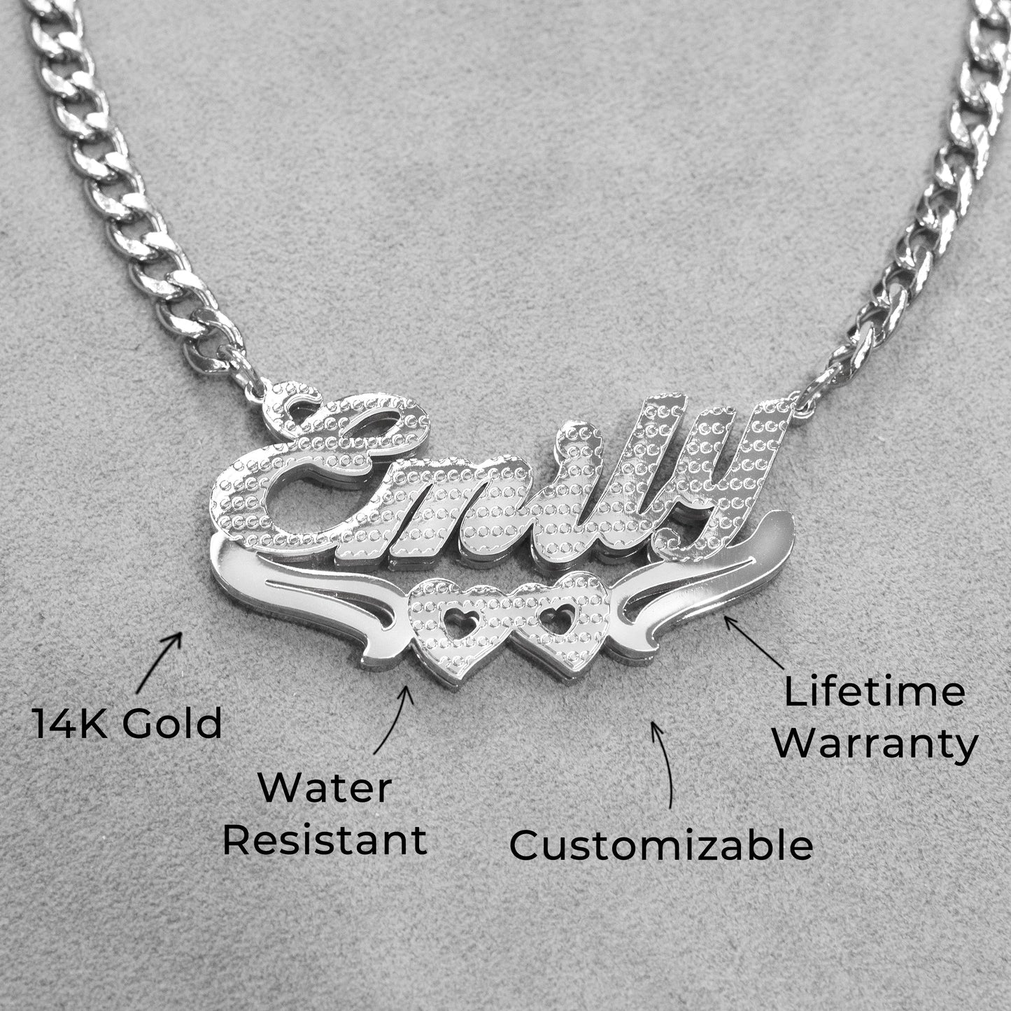 Women Jewelry - White Gold Name Necklace | Style # N43