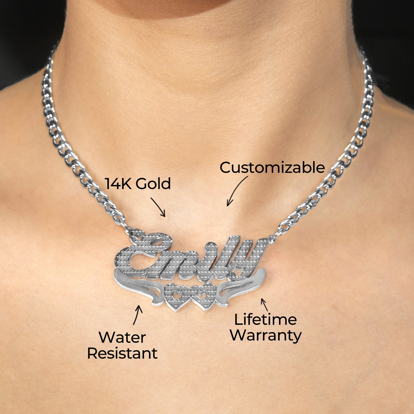 Women Jewelry - White Gold Name Necklace | Style # N43