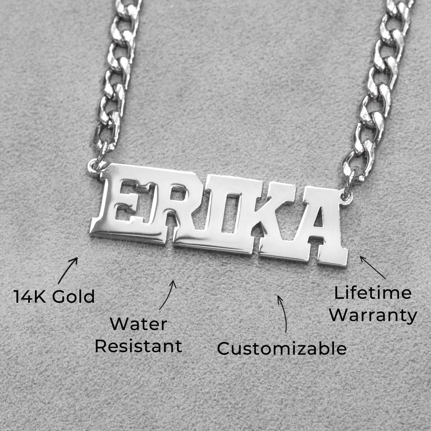 Women Jewelry - White Gold Name Necklace | Style # N07