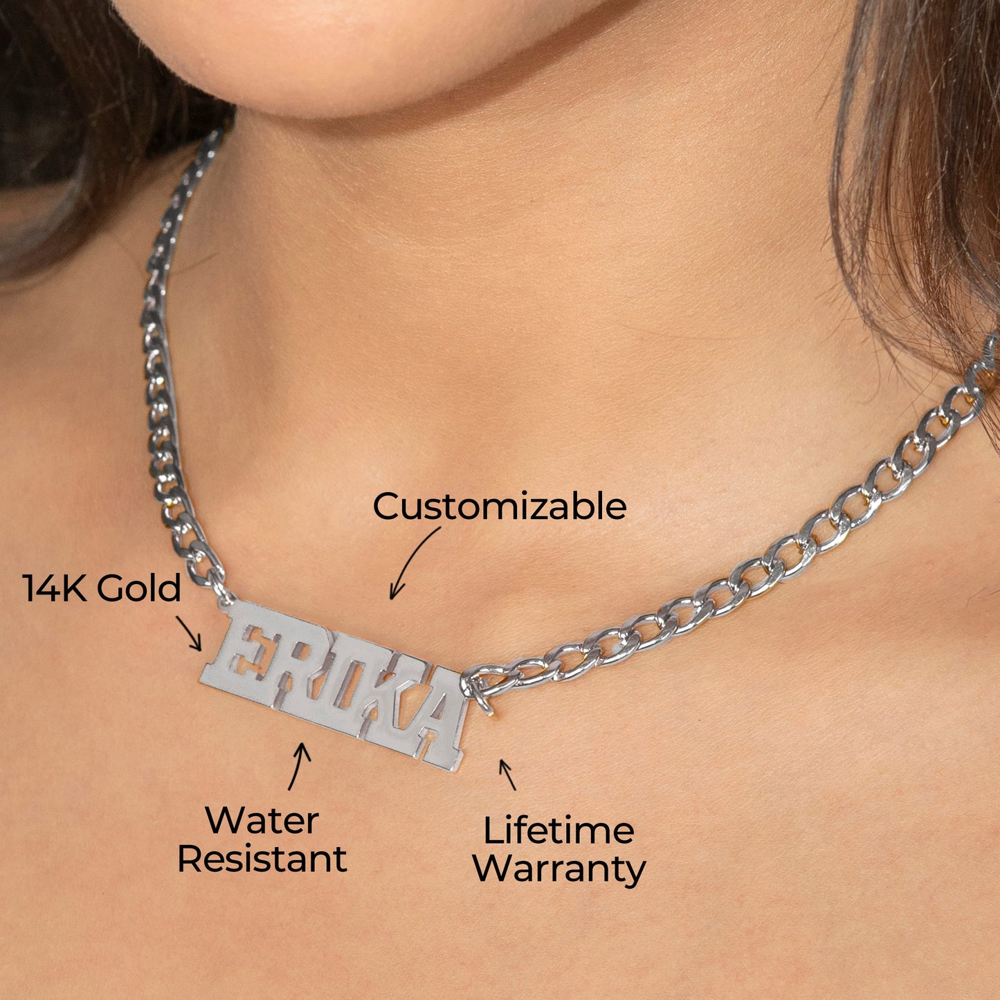 Women Jewelry - White Gold Name Necklace | Style # N07