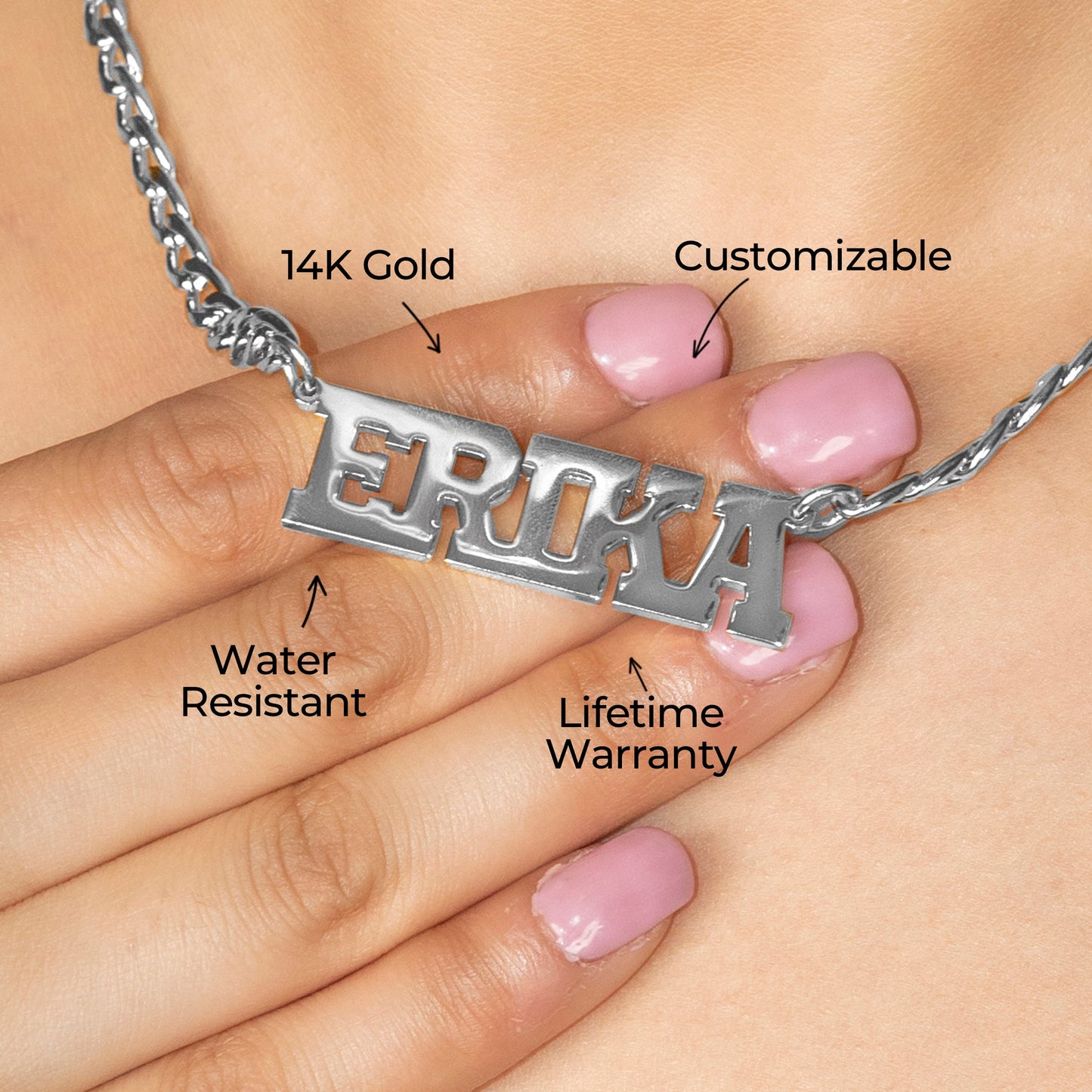 Women Jewelry - White Gold Name Necklace | Style # N07
