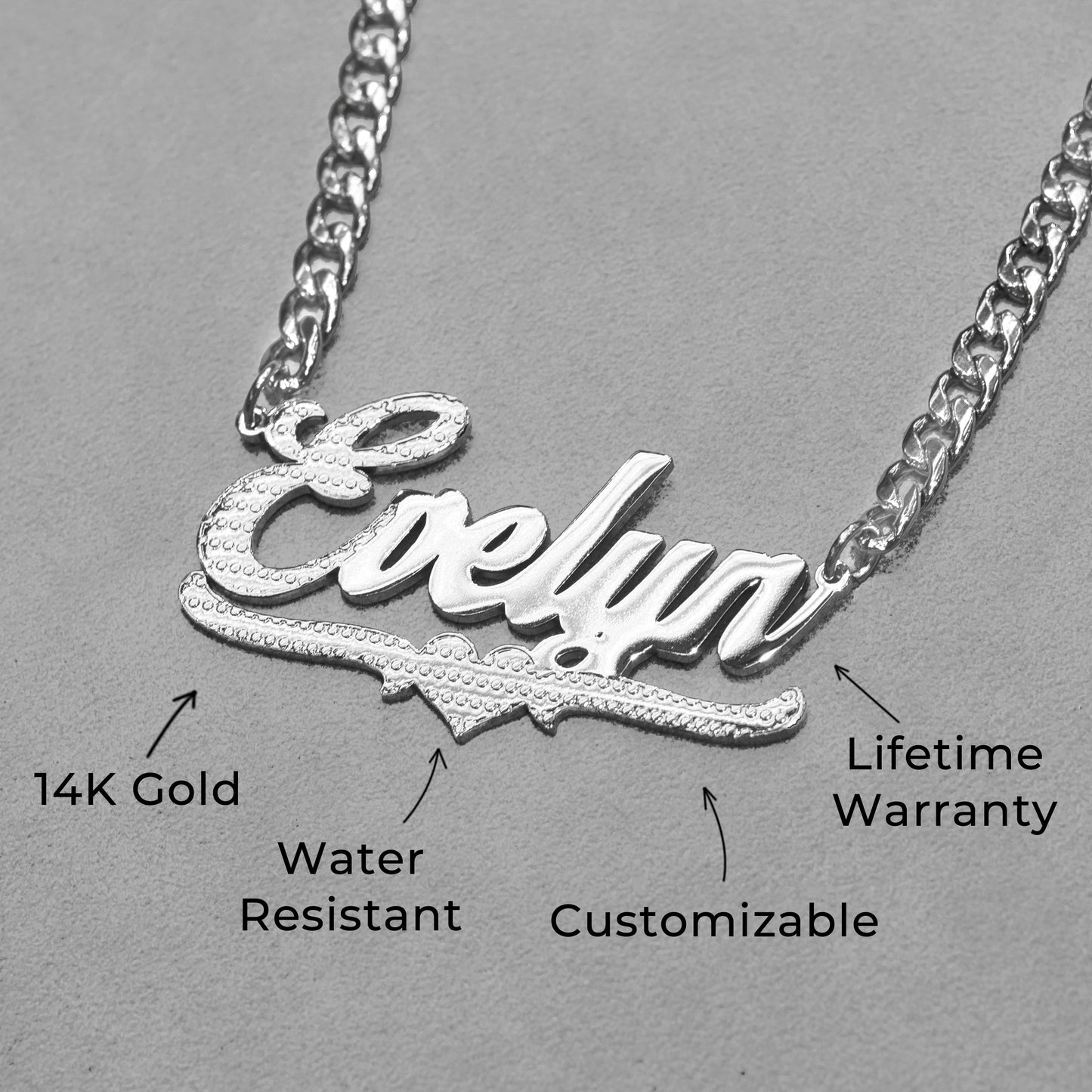 Women Jewelry - White Gold Name Necklace | Style # N19